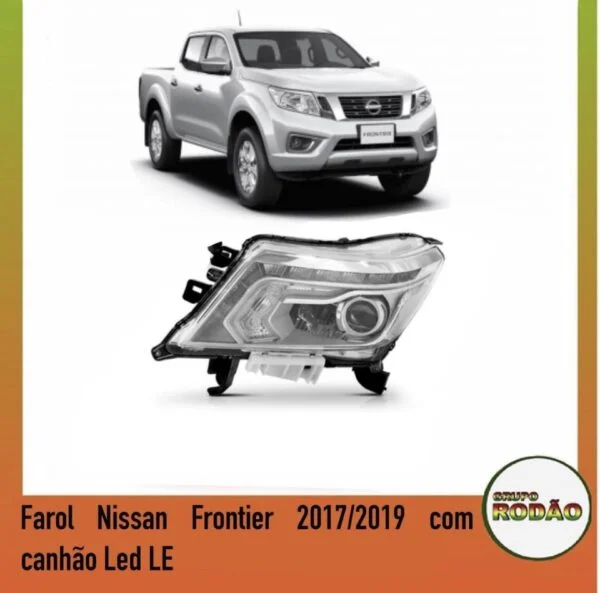 Farol Nissan Frontier 2017/2019 cromado LED LE original