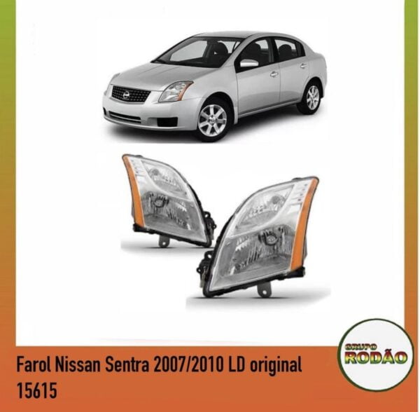 Farol Nissan Sentra 2007/2010 cromado LD / LE original