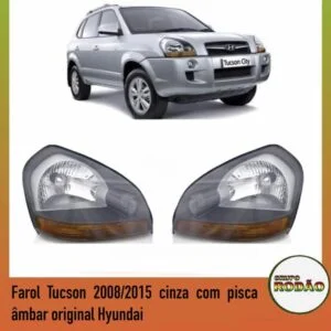 Farol Hyundai Tucson 2008/2015 cinza com pisca amarelo LD/LE