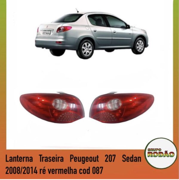 Lanterna traseira Peugeot 207 sedan ré vermelha 2008/2014