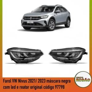 Farol VW Nivus 2021/2023 máscara negra LD/LE com reator original