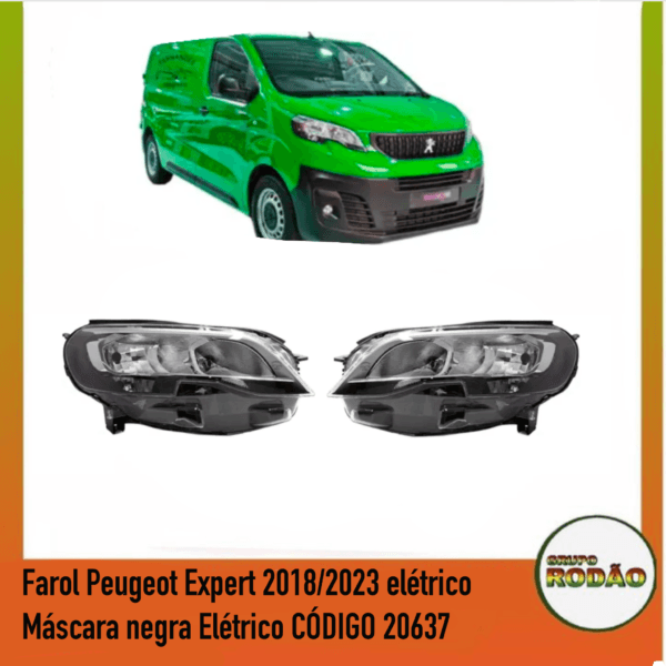 Farol Peugeot Expert 2018/2023 elétrico Máscara negra Elétrico LE