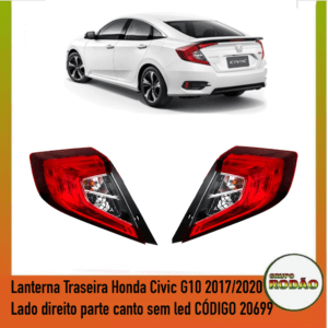 Lanterna Traseira Honda Civic G10 2017/2020 LD parte canto sem led