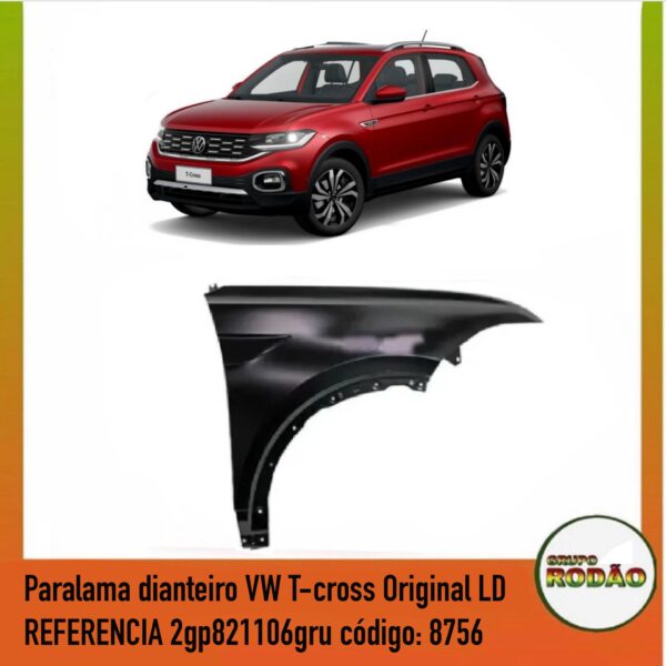 Pára-lama dianteiro VW T-Cross 2018/2022 LD original