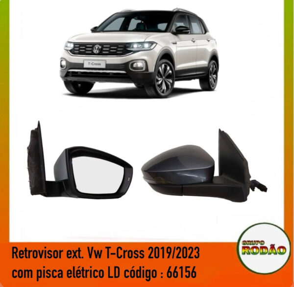 Retrovisor ext. VW T-Cross 2018/2022 LD elétrico com pisca original